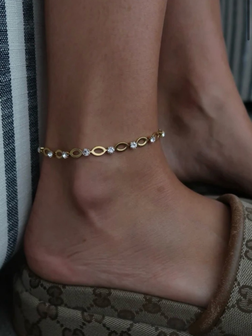 Gold Crystal Link Anklet CLEO ANKLET- Elegant Womens Jewelry
